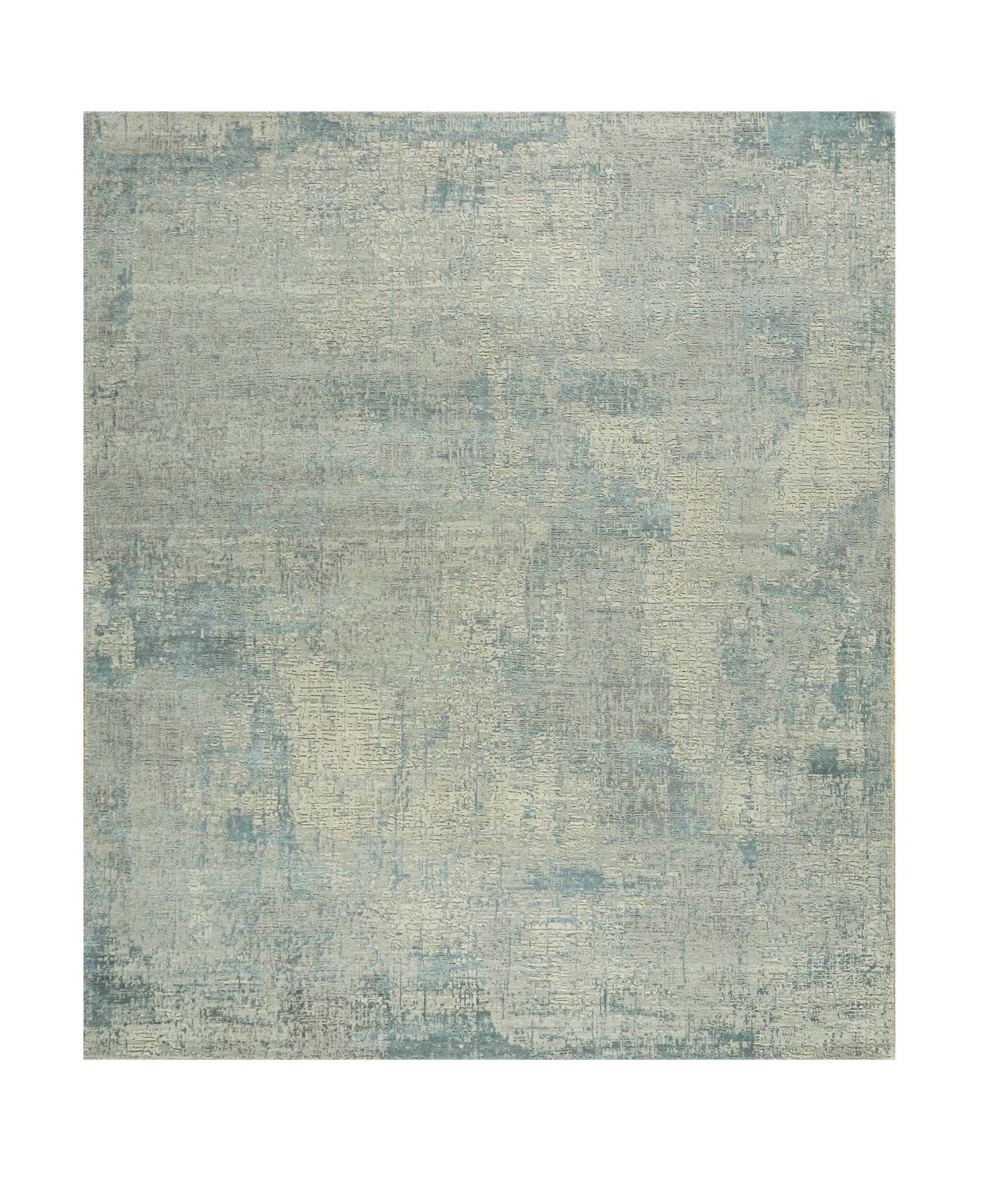 8' X 10' Blue Abstract Hand Knotted Area Rug
