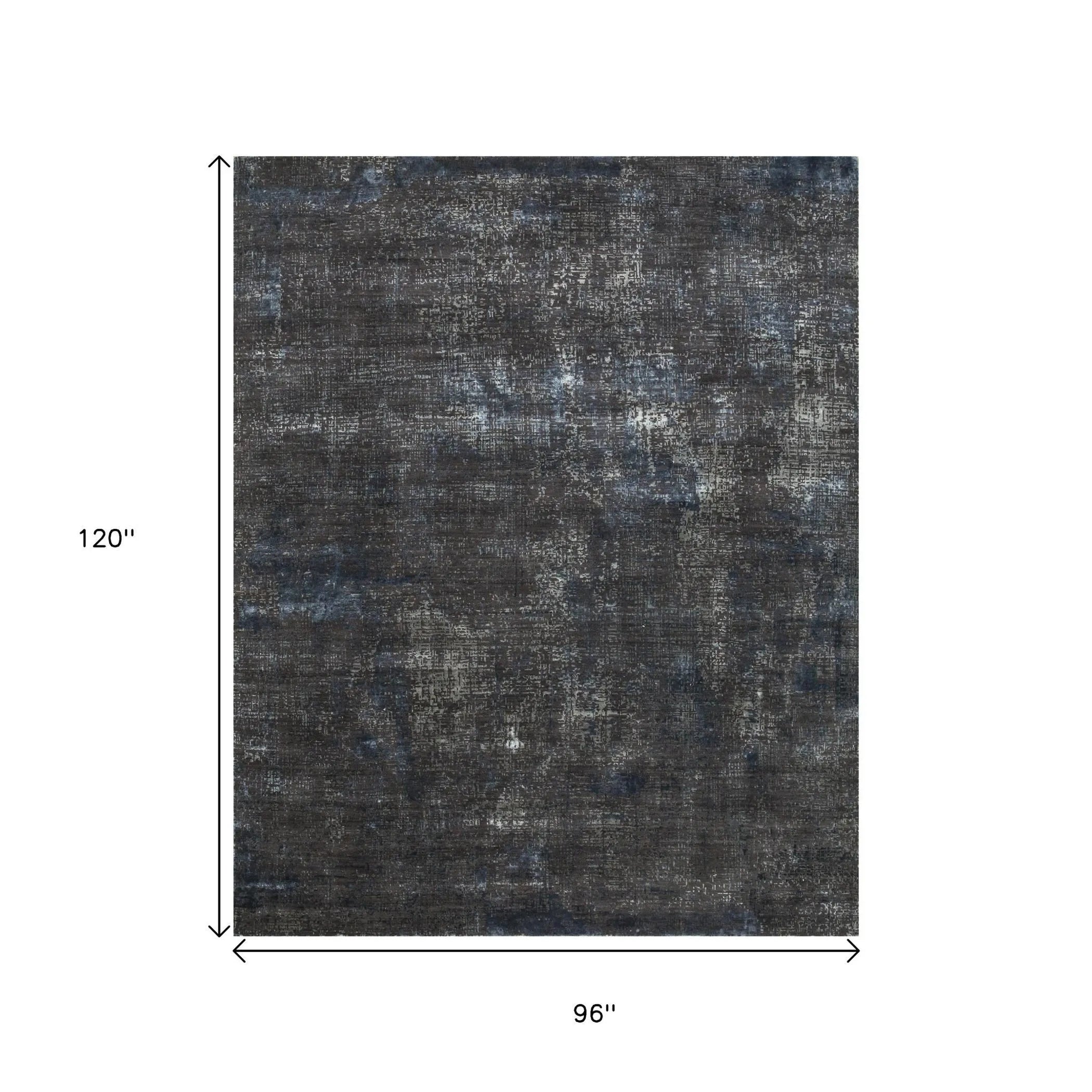 8' X 10' Blue Abstract Hand Knotted Area Rug