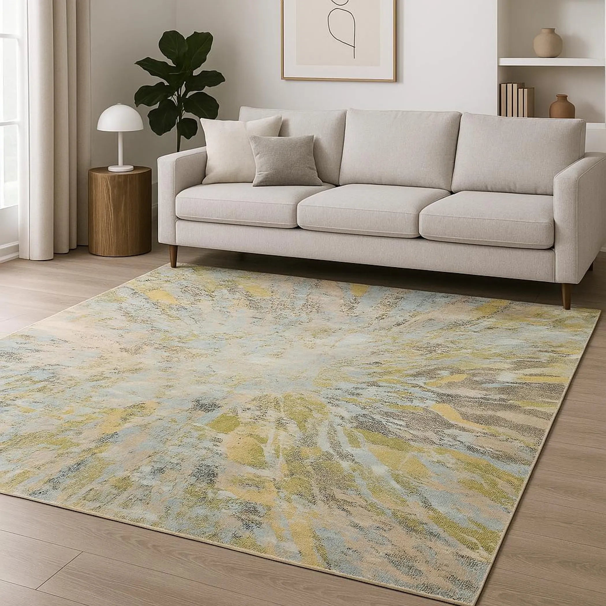 8' X 10' Blue Abstract Hand Knotted Area Rug