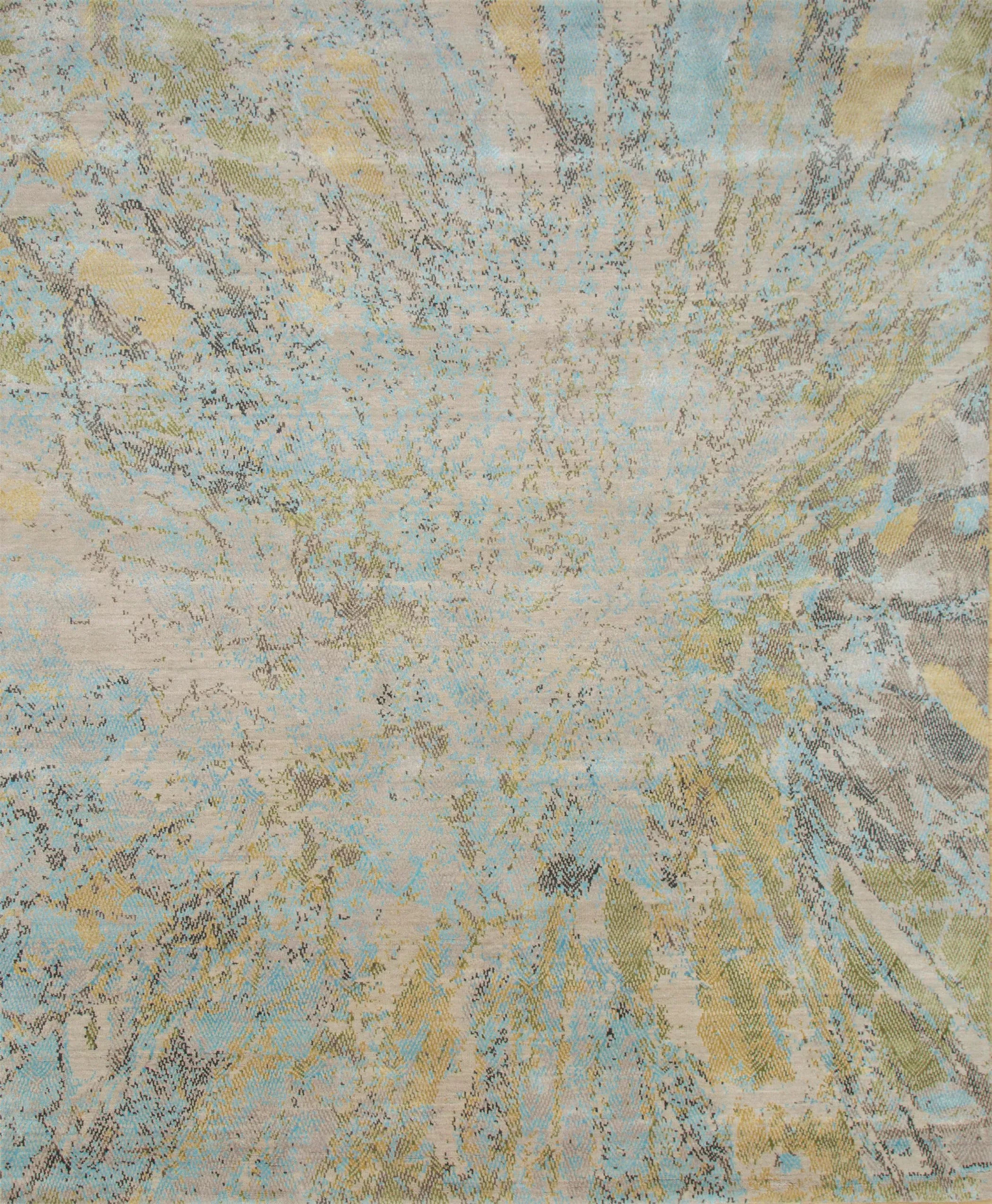 8' X 10' Blue Abstract Hand Knotted Area Rug