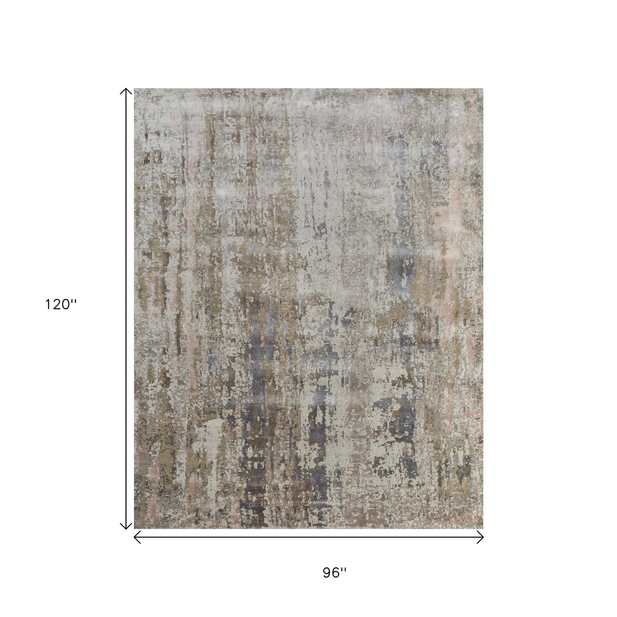 8' X 10' Blue Abstract Hand Knotted Area Rug