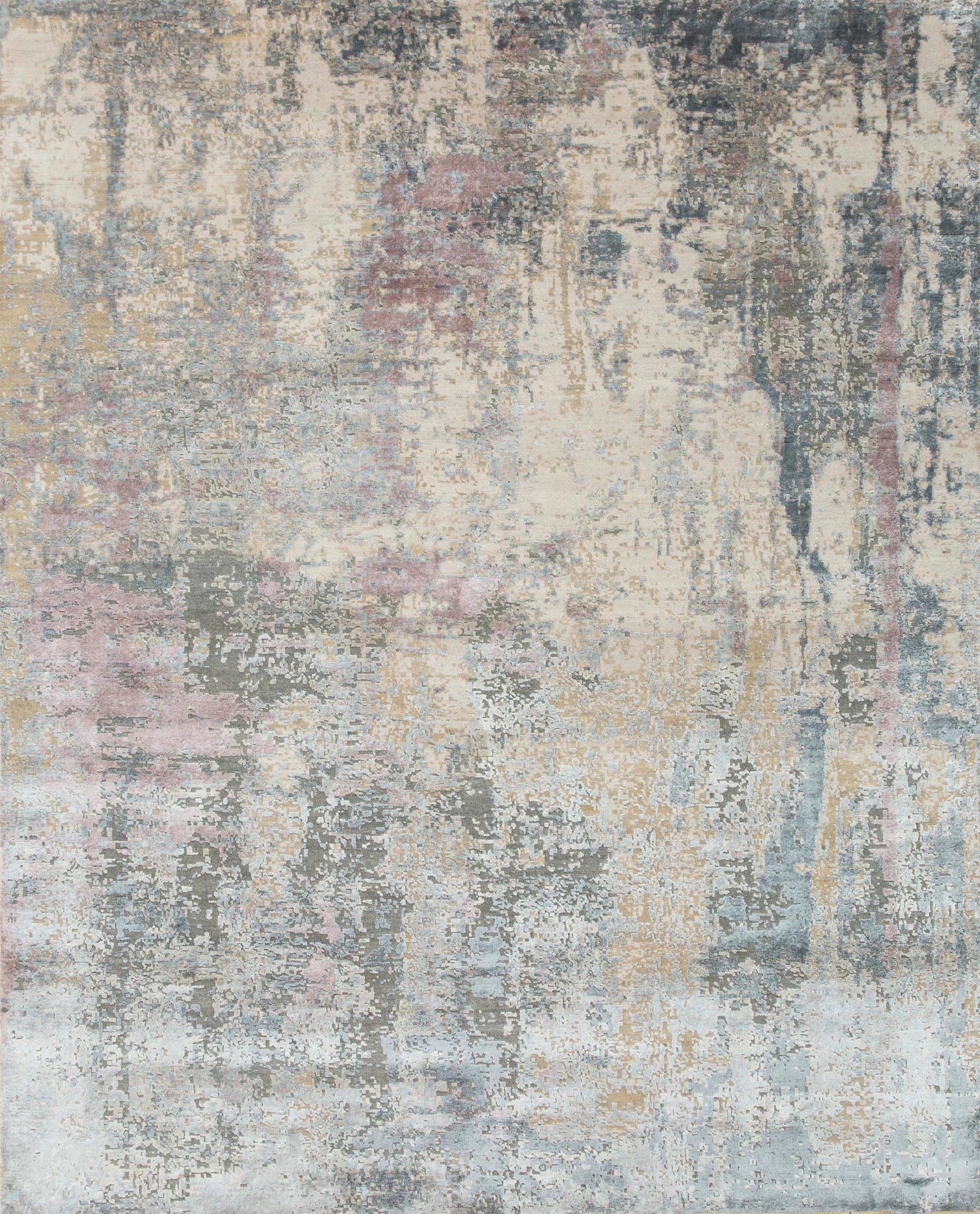 8' X 10' Blue Abstract Hand Knotted Area Rug