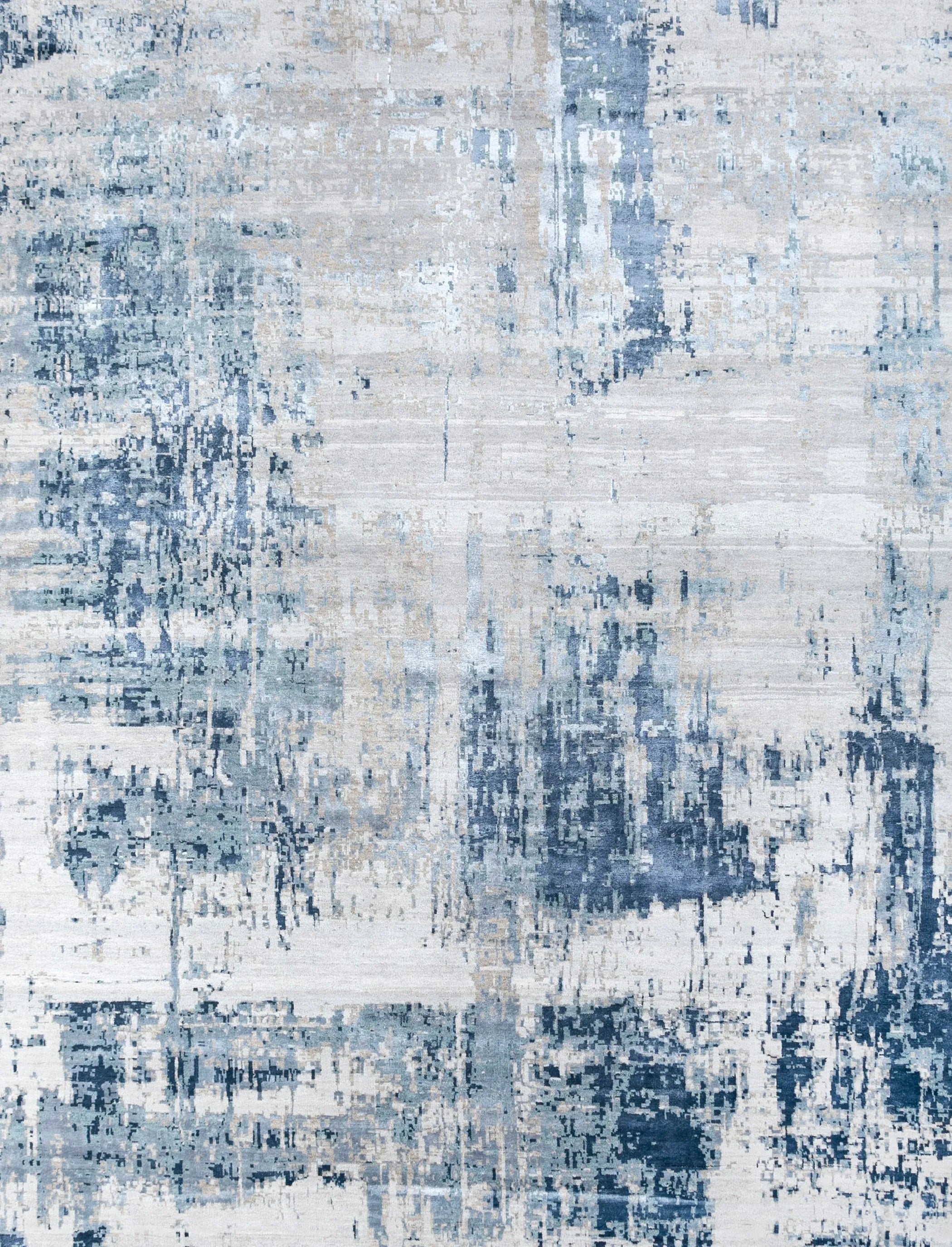 8' X 10' Blue Abstract Hand Knotted Area Rug