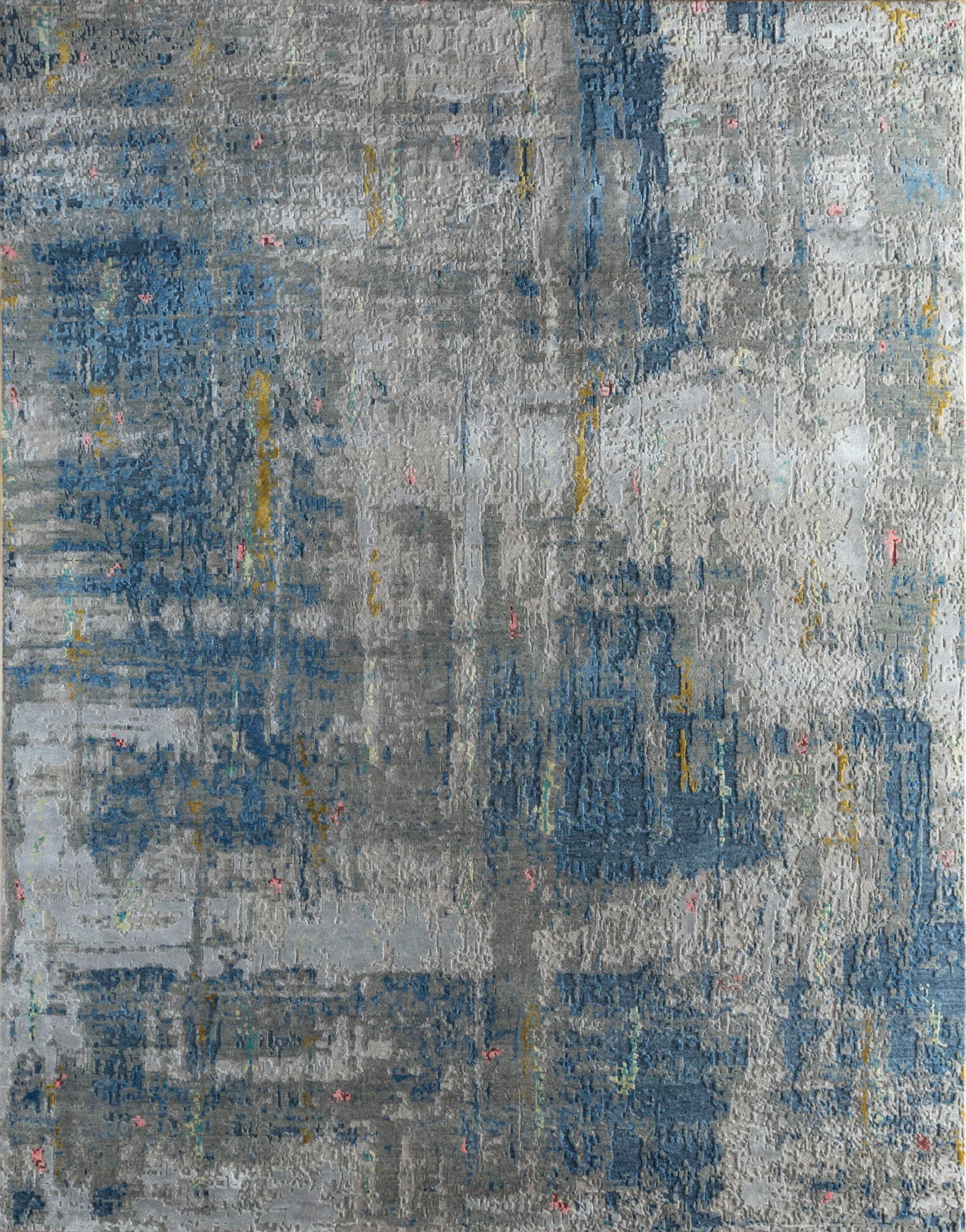 8' X 10' Blue Abstract Hand Knotted Area Rug