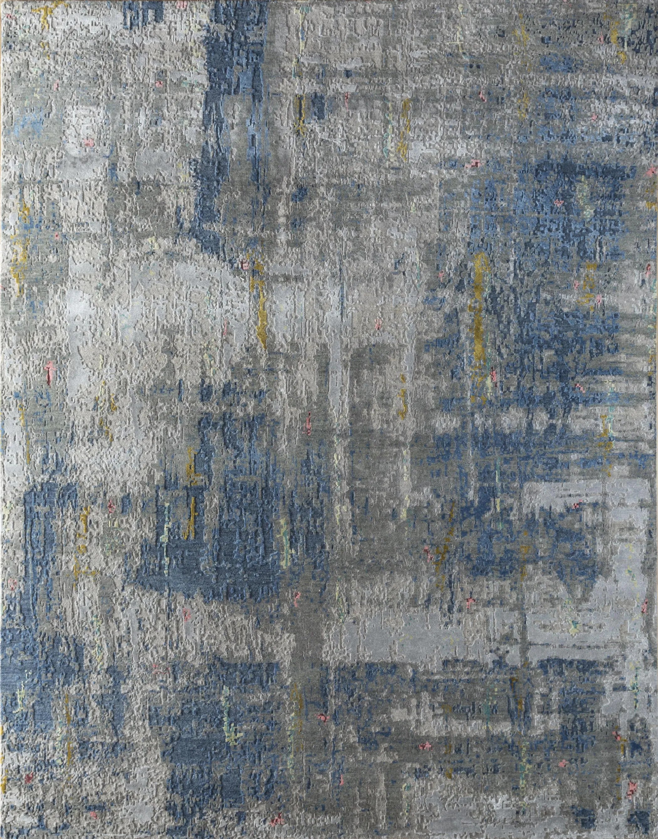 8' X 10' Blue Abstract Hand Knotted Area Rug