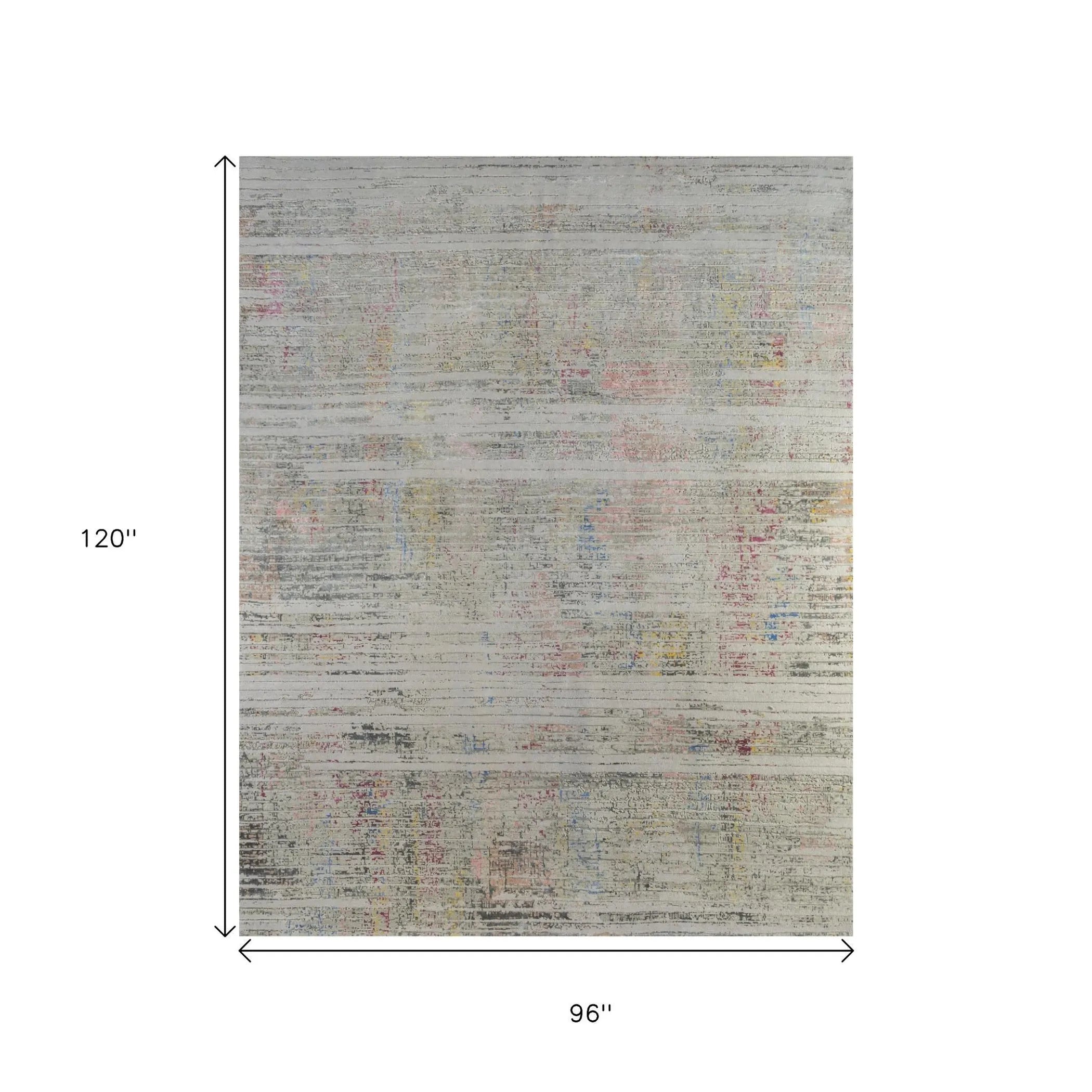 8' X 10' Beige Abstract Hand Knotted Area Rug