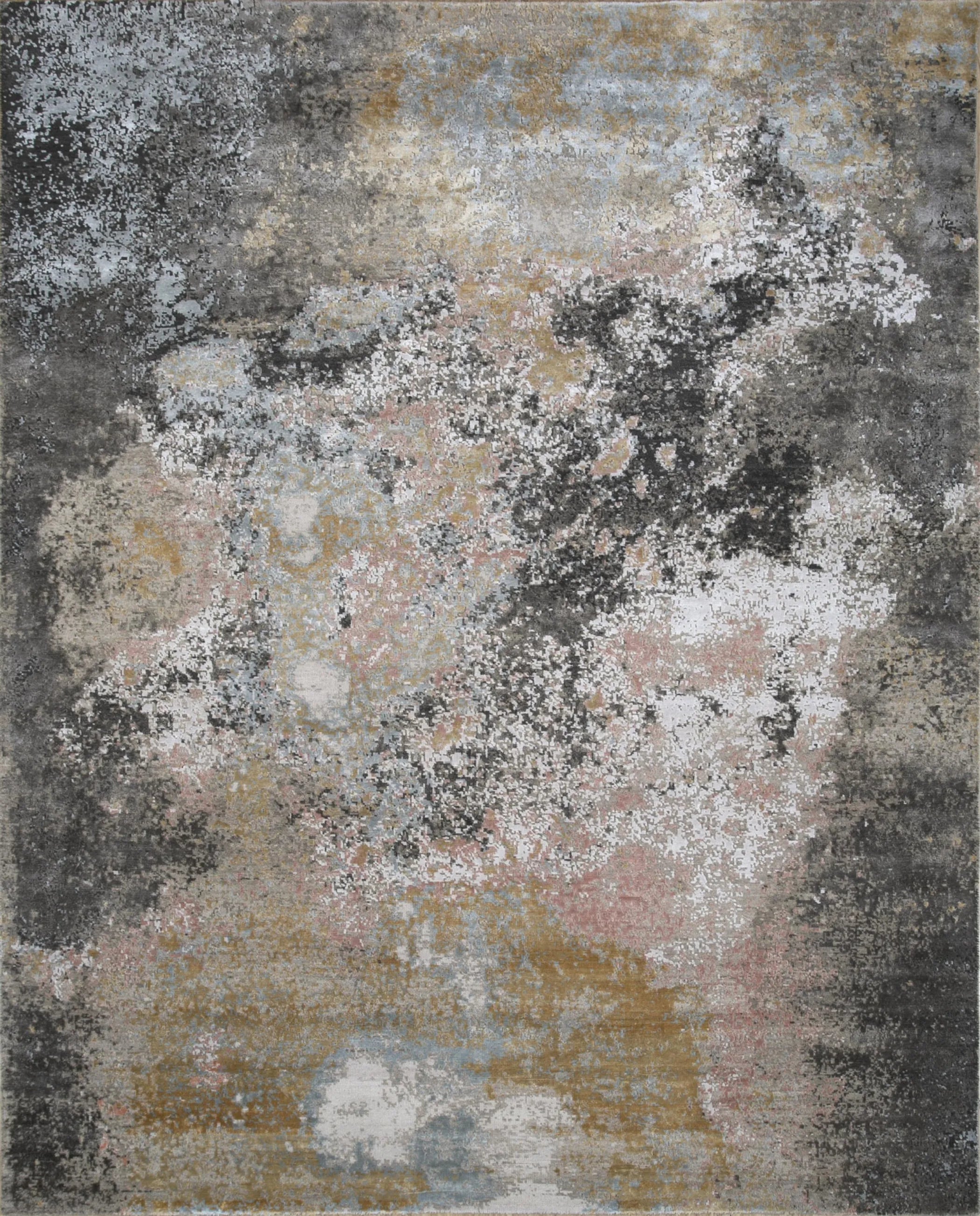 8' X 10' Brown and Gray Abstract Hand Knotted Area Rug