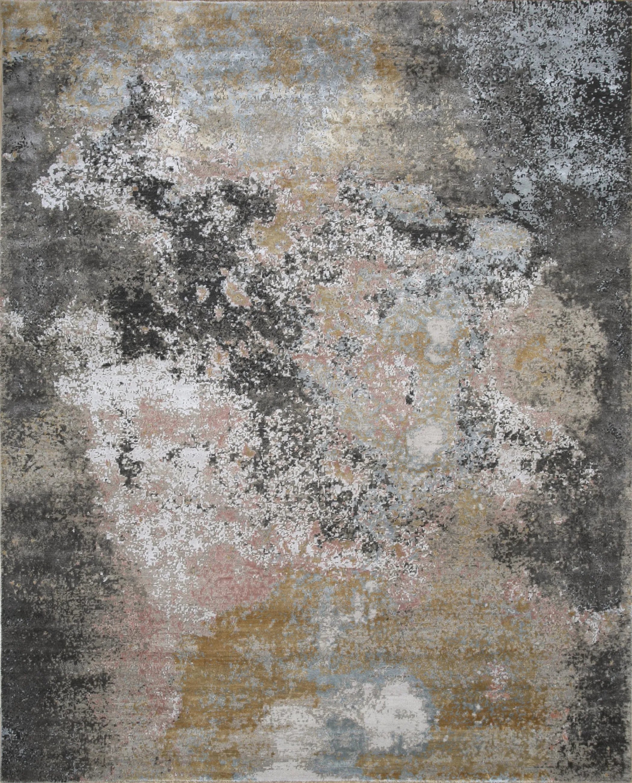 8' X 10' Brown and Gray Abstract Hand Knotted Area Rug