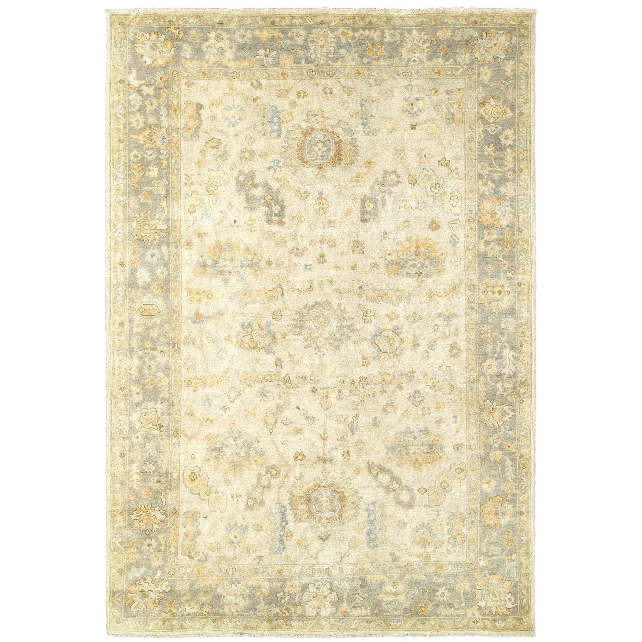 8' X 10' Beige And Gray Wool Oriental Hand Knotted Area Rug