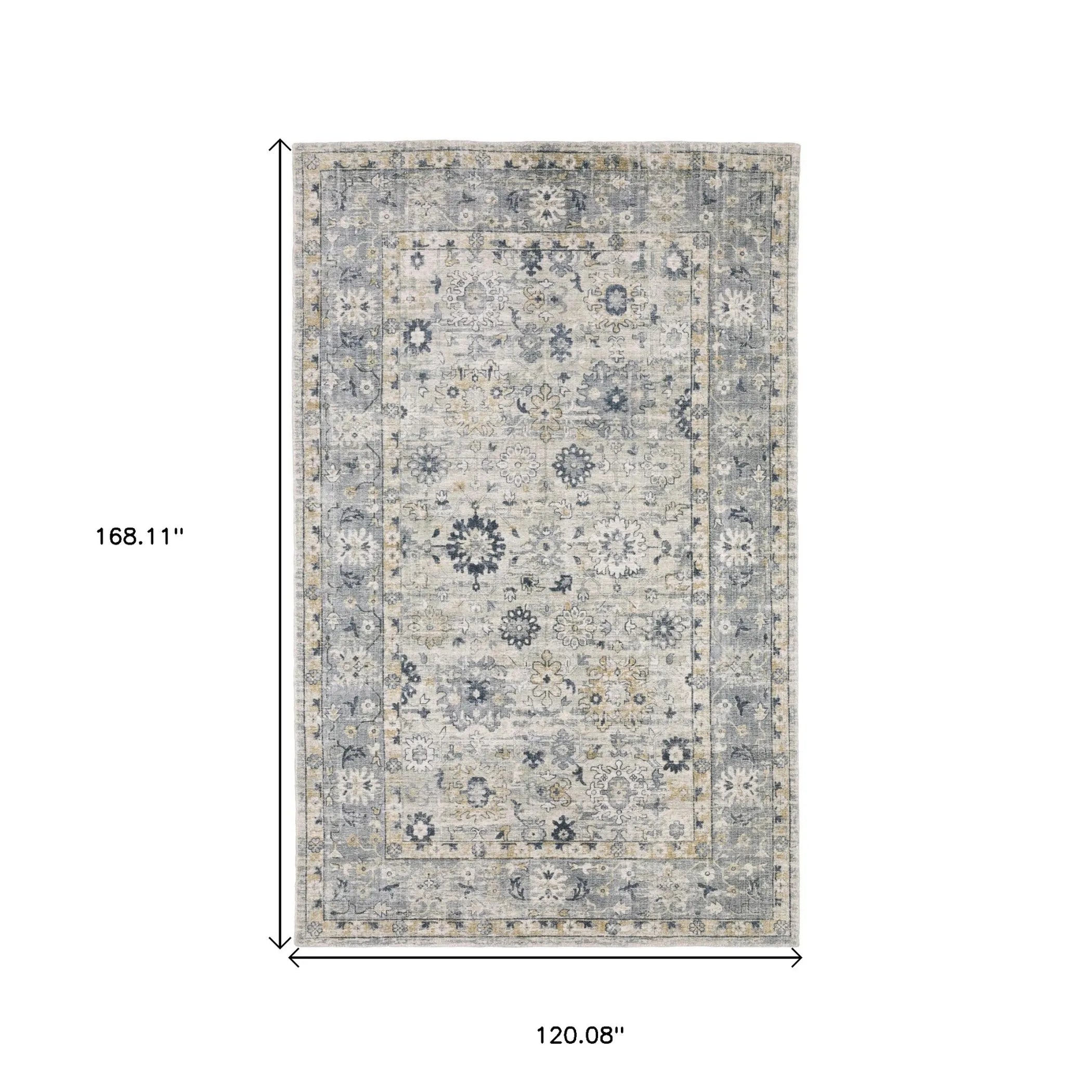 10' X 14' Gray And Blue Oriental Hand Tufted Area Rug