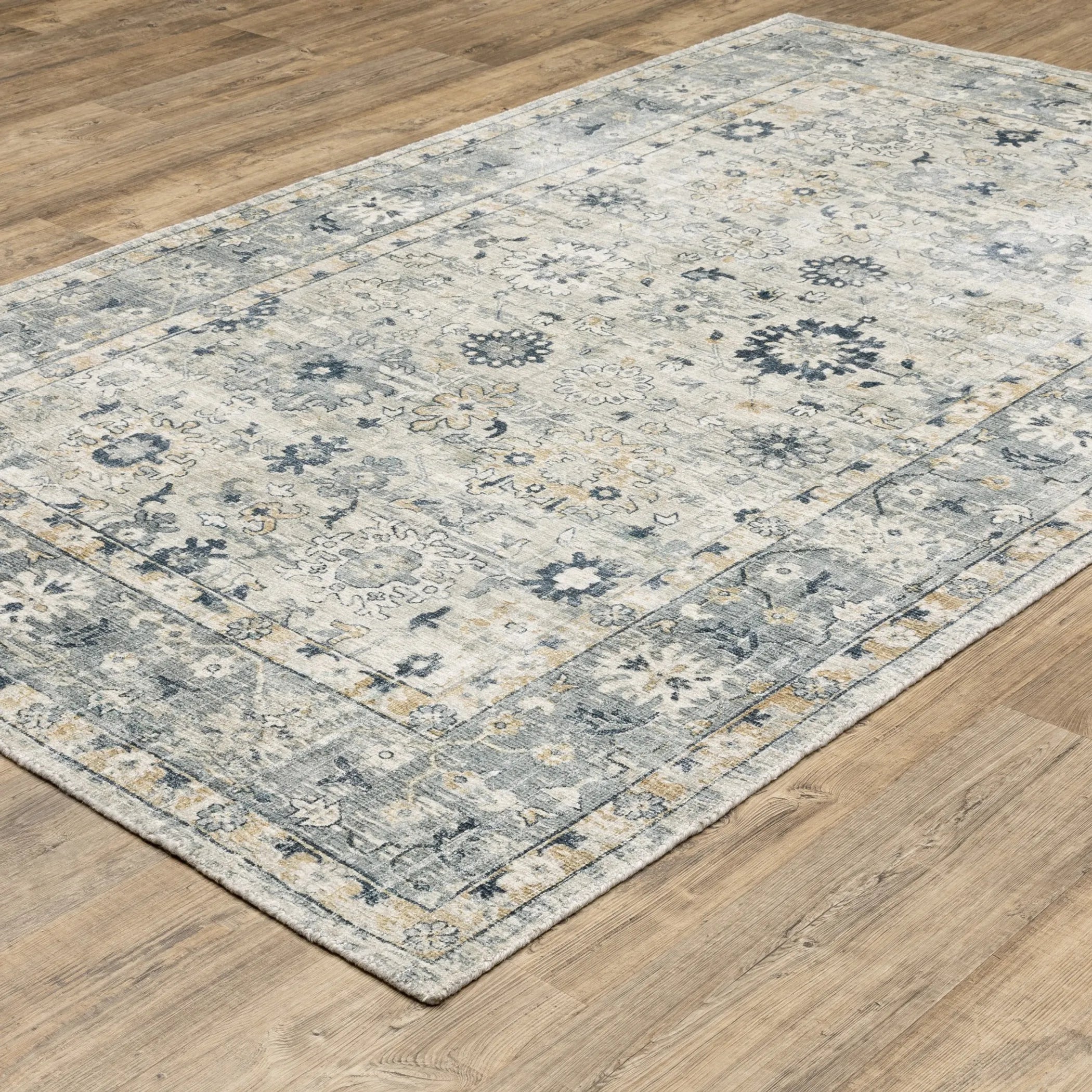 10' X 14' Gray And Blue Oriental Hand Tufted Area Rug