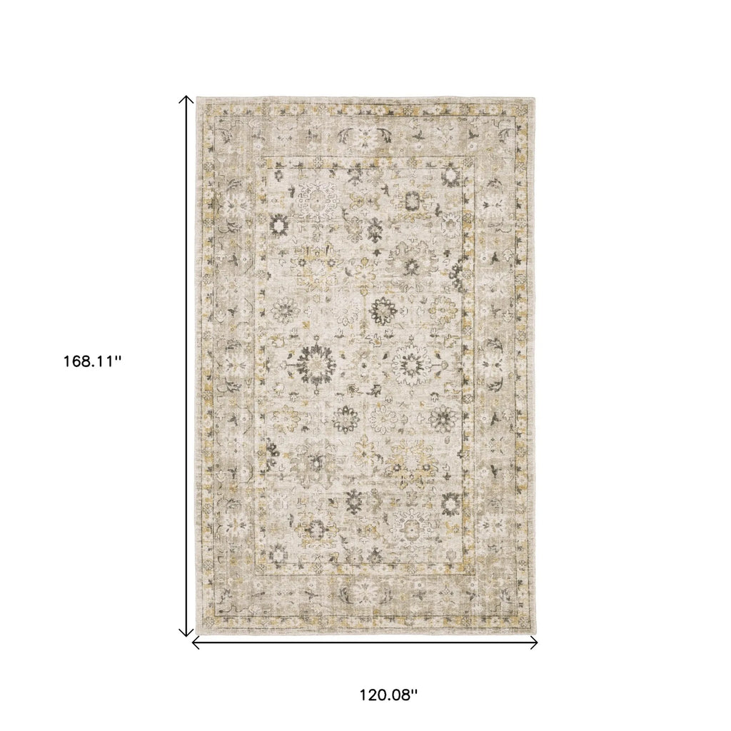 10' X 14' Beige And Gold Oriental Hand Tufted Area Rug