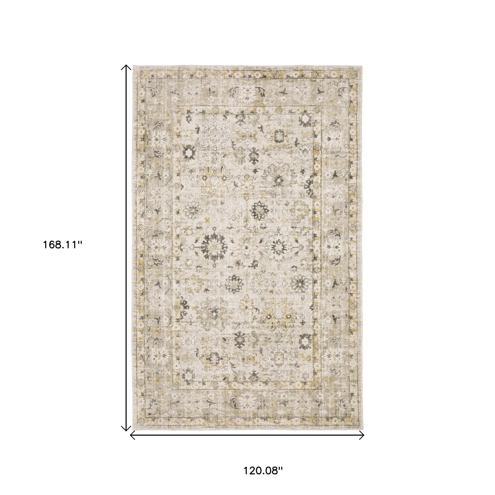 10' X 14' Beige And Gold Oriental Hand Tufted Area Rug