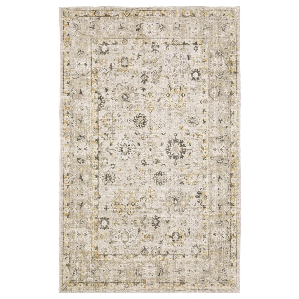 10' X 14' Beige And Gold Oriental Hand Tufted Area Rug