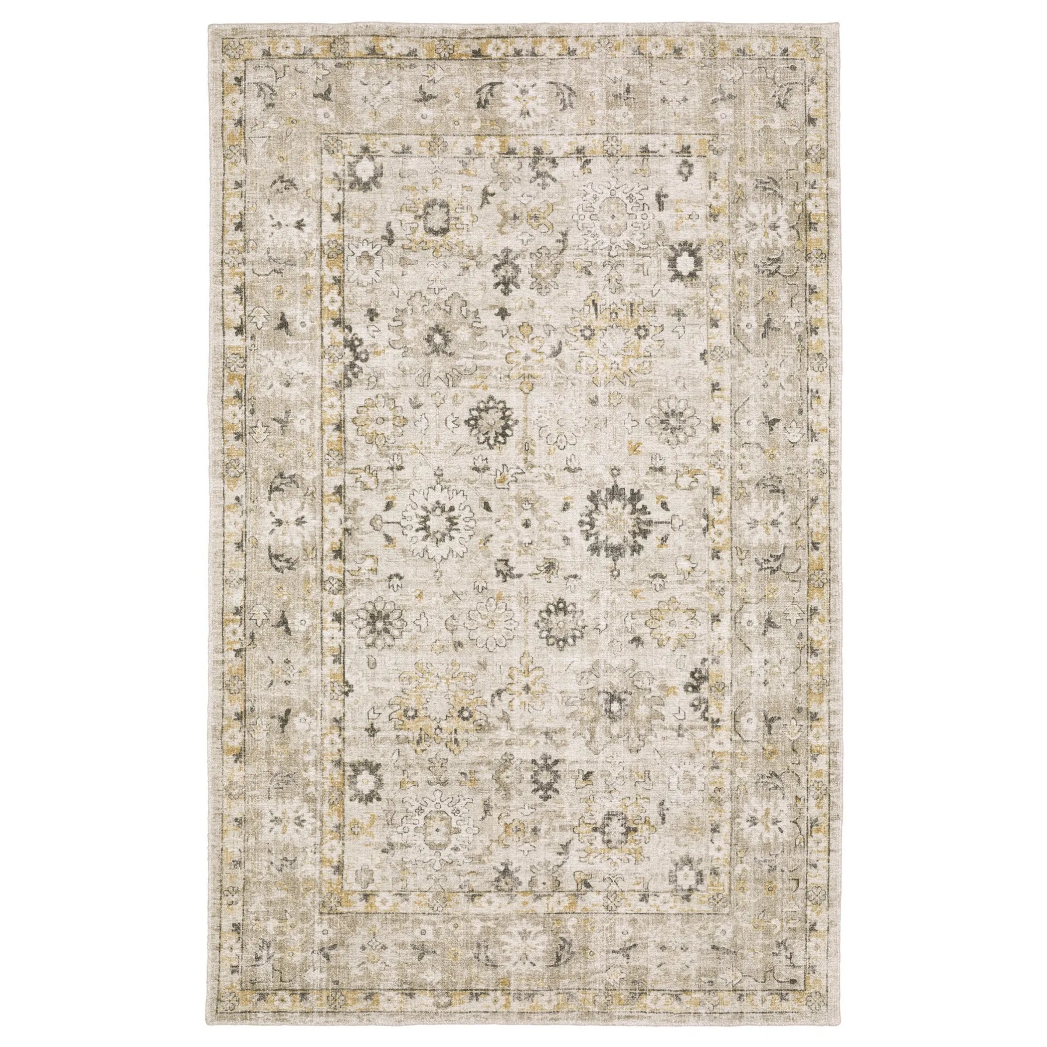 10' X 14' Beige And Gold Oriental Hand Tufted Area Rug