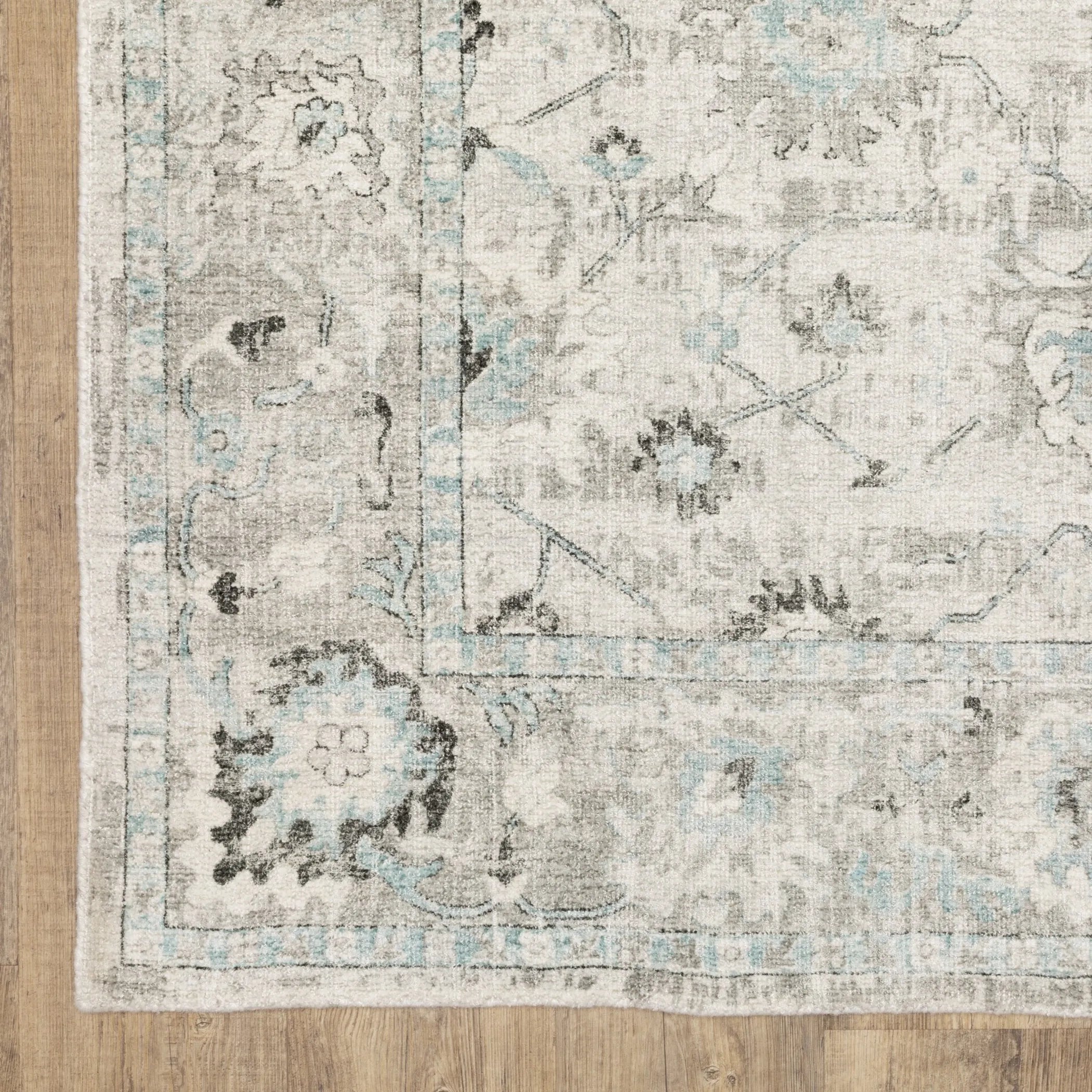 10' X 14' Ivory And Teal Blue Oriental Hand Tufted Area Rug