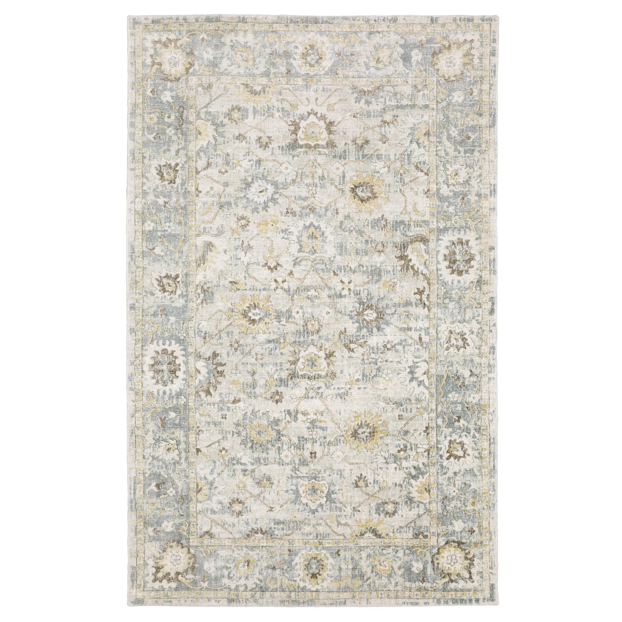 10' X 14' Ivory And Blue Oriental Hand Tufted Area Rug