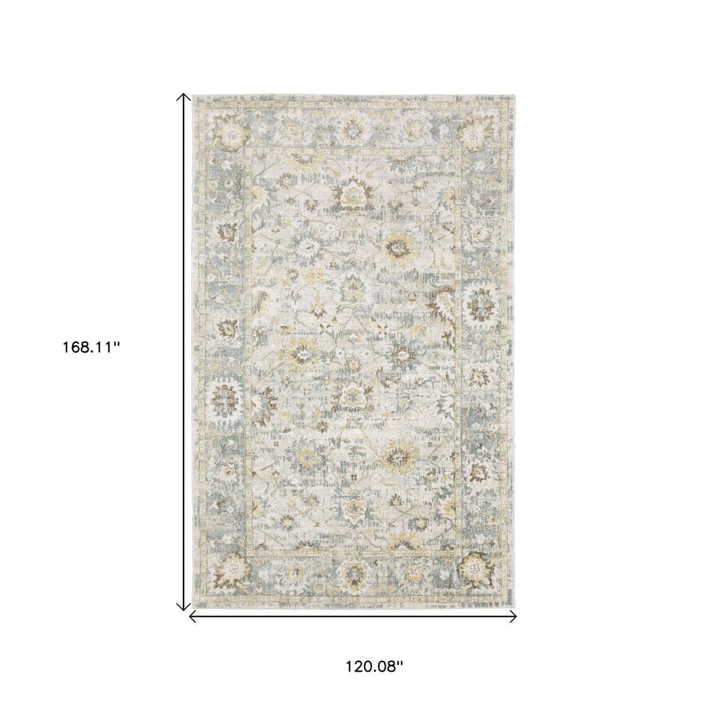10' X 14' Ivory And Blue Oriental Hand Tufted Area Rug