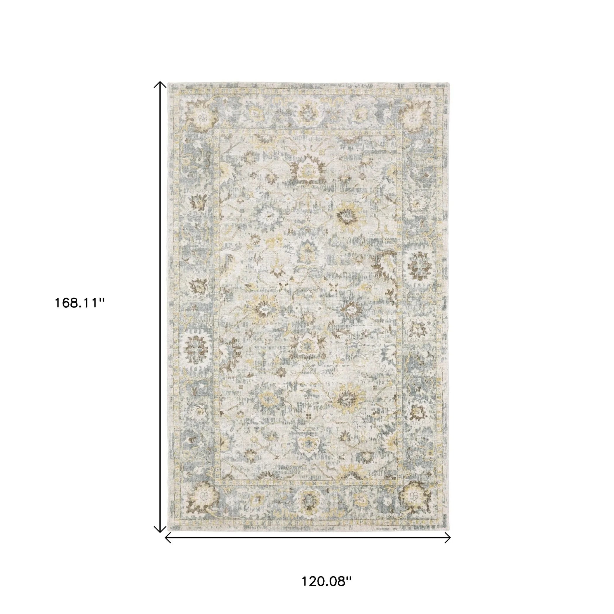 10' X 14' Ivory And Blue Oriental Hand Tufted Area Rug
