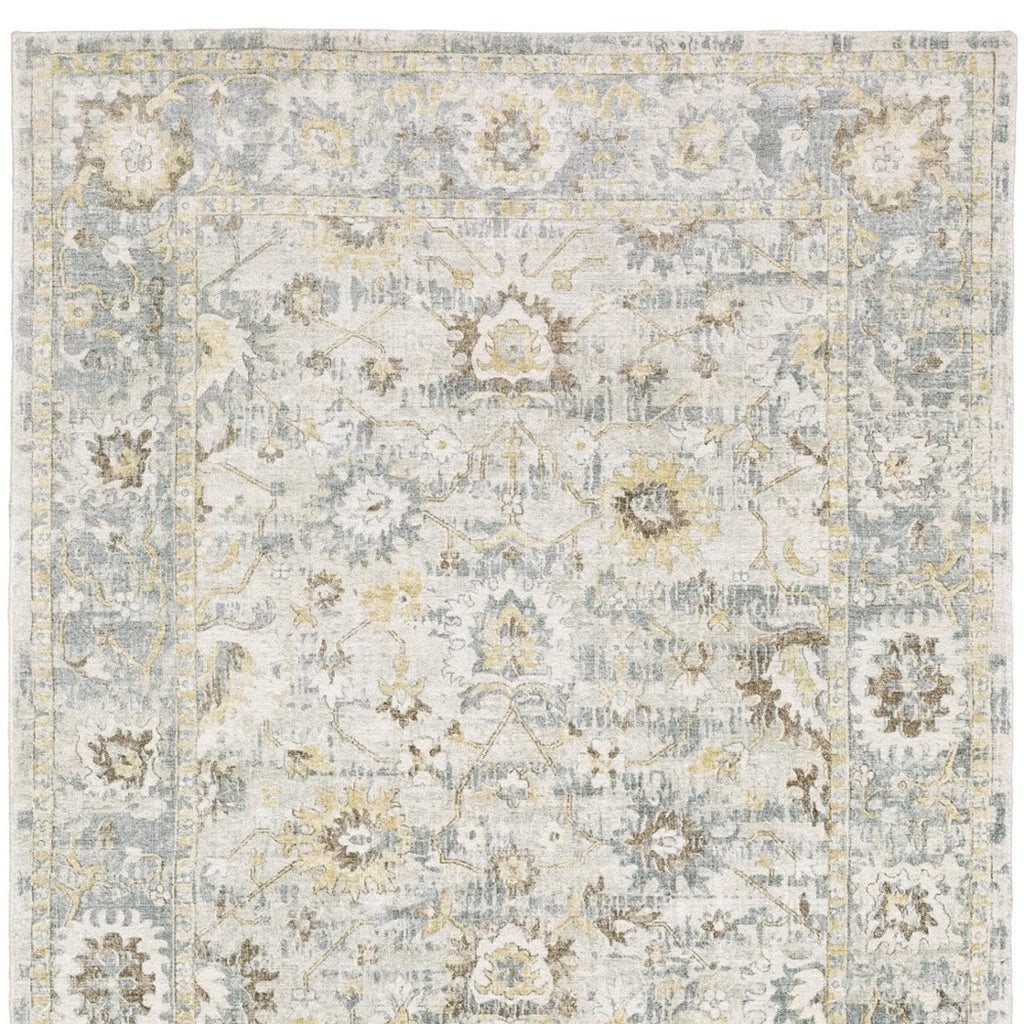 10' X 14' Ivory And Blue Oriental Hand Tufted Area Rug