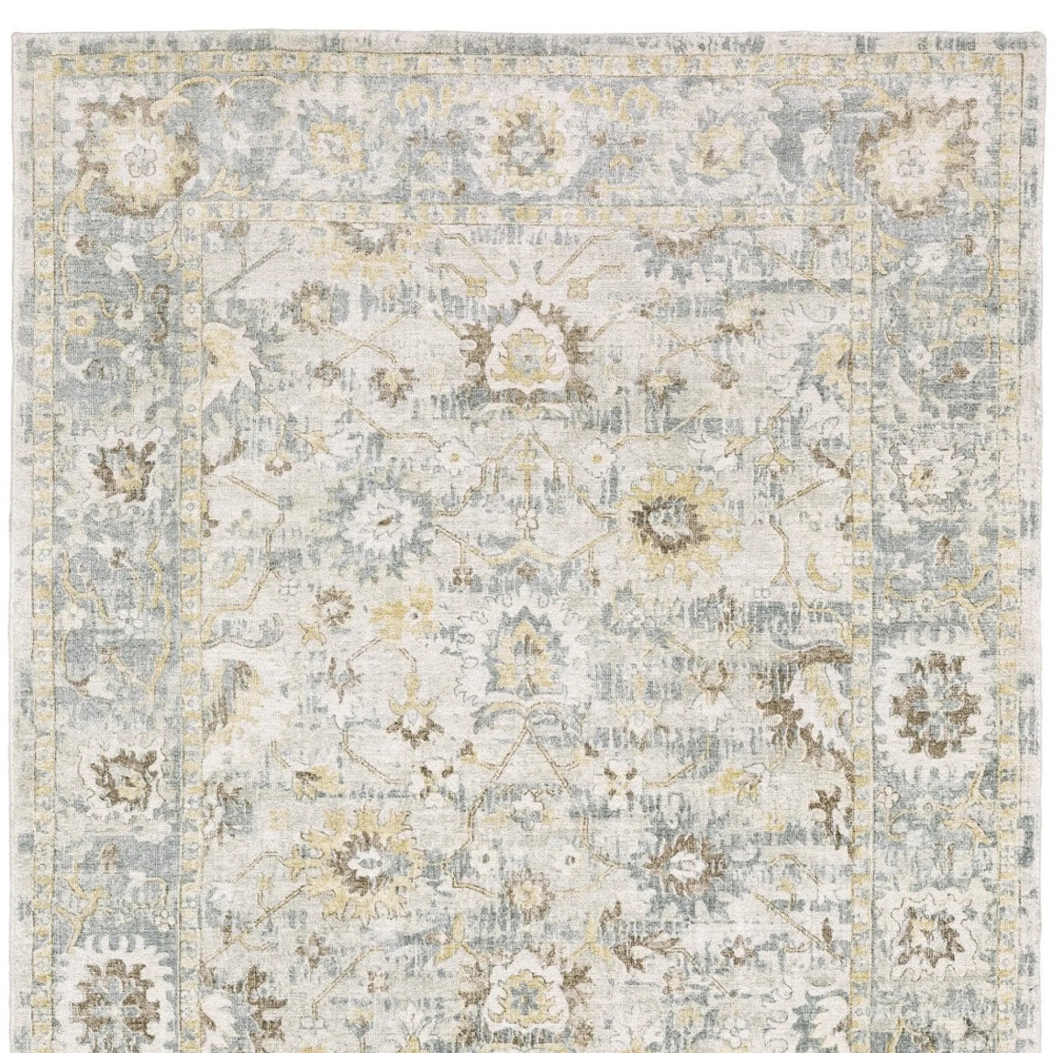 10' X 14' Ivory And Blue Oriental Hand Tufted Area Rug