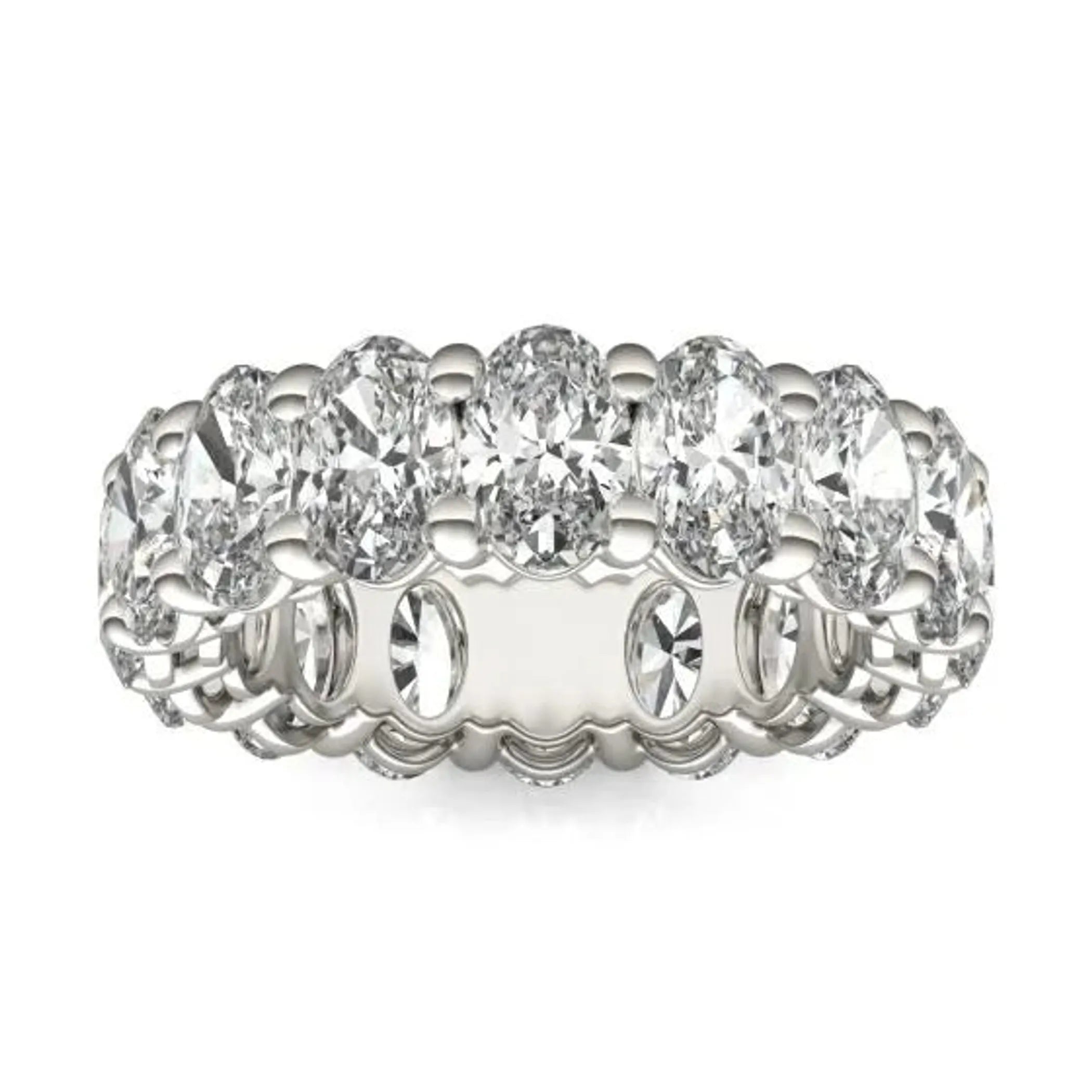5 5/8 CTW Oval Lab Grown Diamond Couture Classic Eternity Ring 14K White Gold (G-VS)