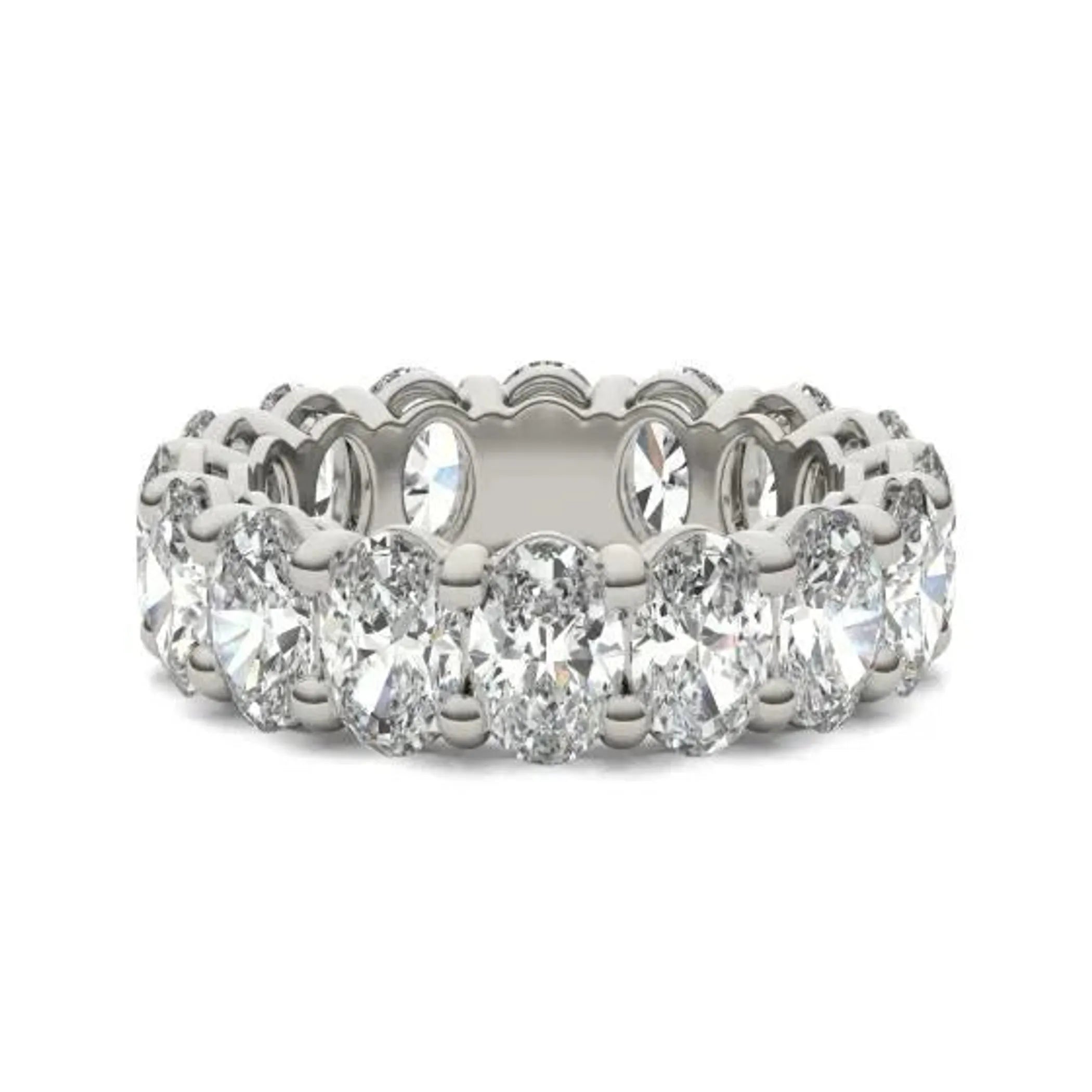 5 5/8 CTW Oval Lab Grown Diamond Couture Classic Eternity Ring 14K White Gold (G-VS)
